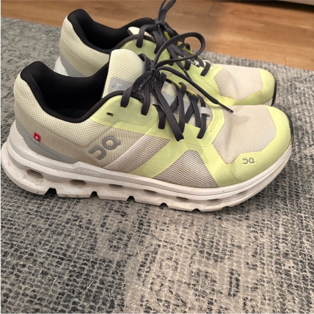 On Running Lime and Gray Athletic Shoes